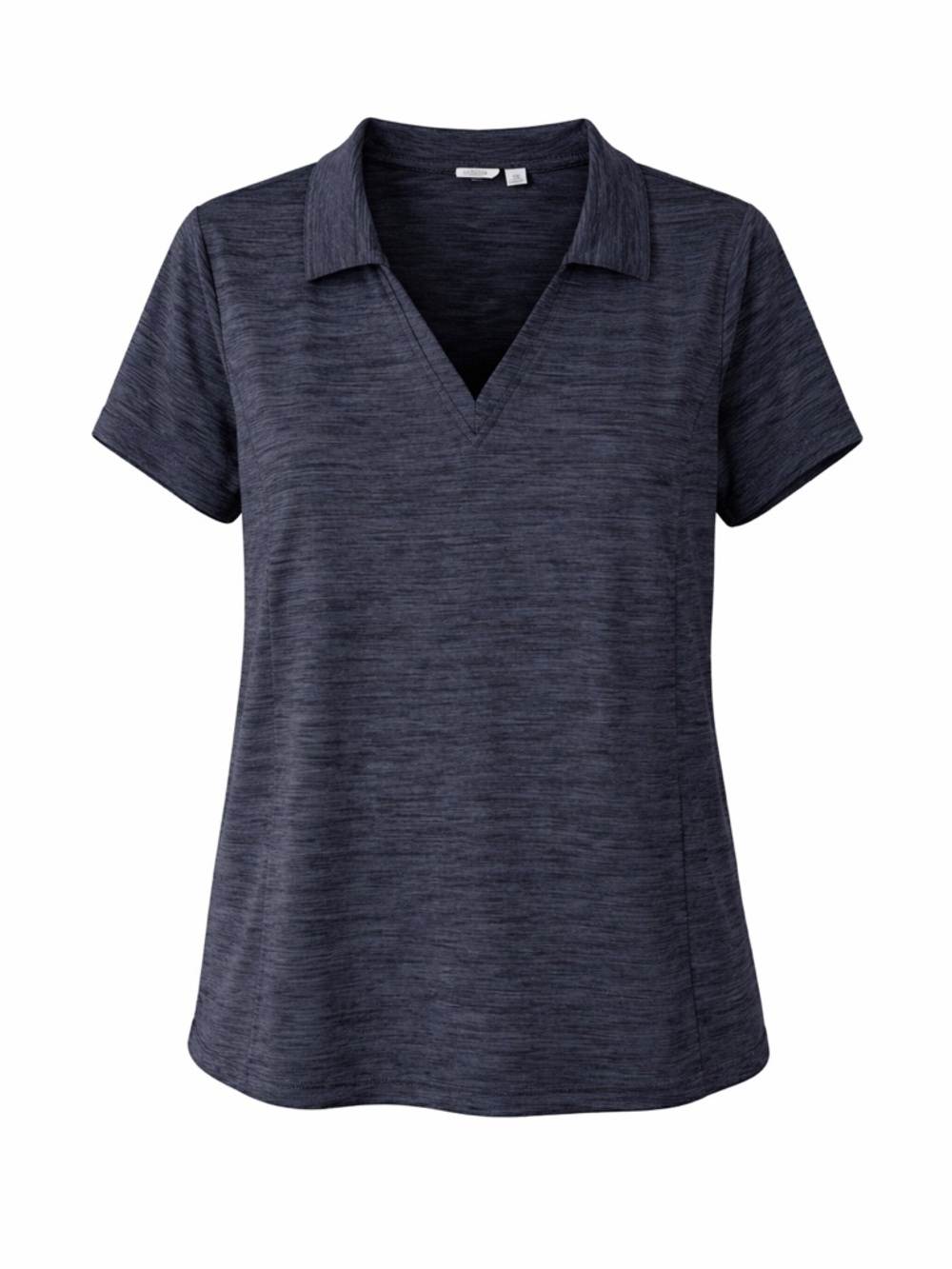 Lady Hagen Women's Heathered Navy Polo V-Neck Short Sleeve Top